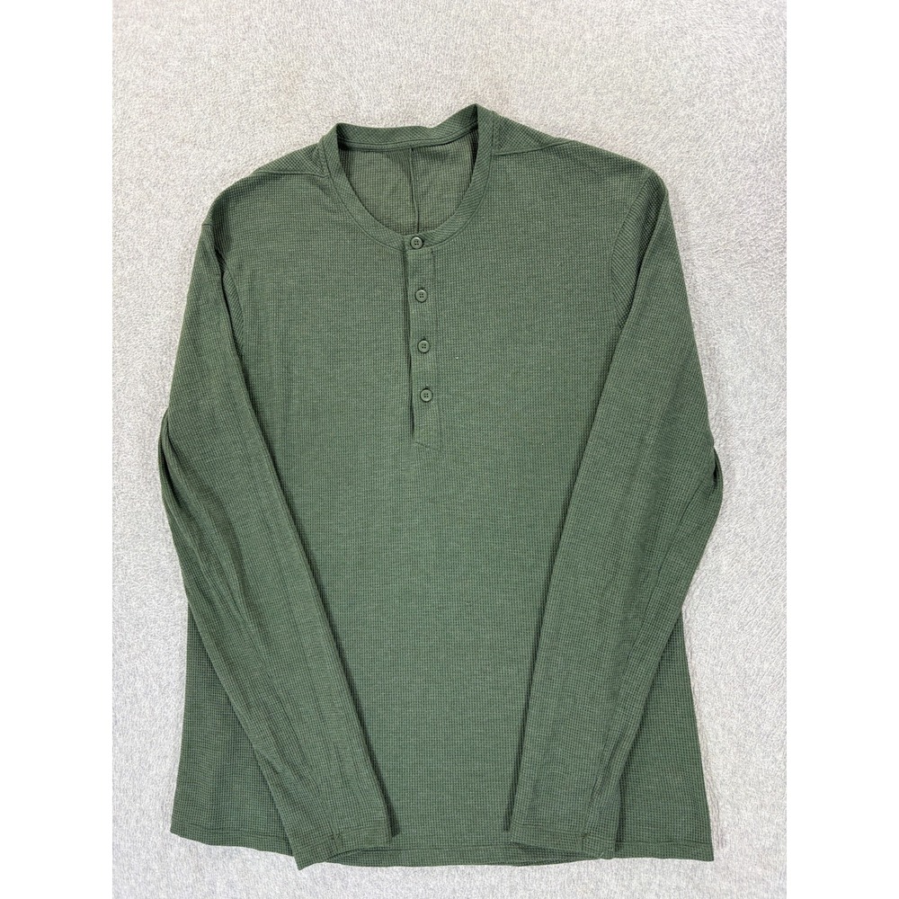 Lululemon Performance Long Sleeve Henley Shirt (Men's Large) Green